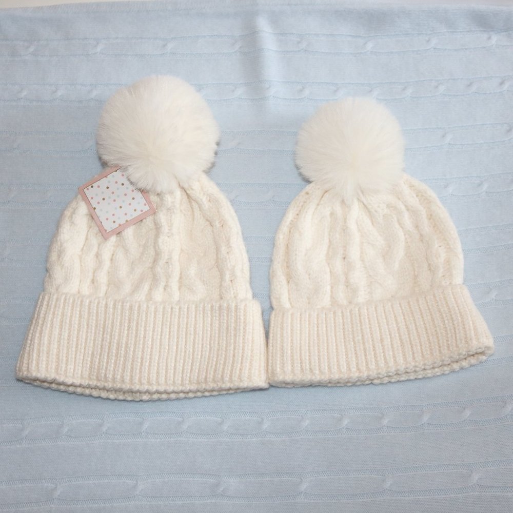 Cupcakes and Cashmere Mommy and Me Matching Hats in Light Creme